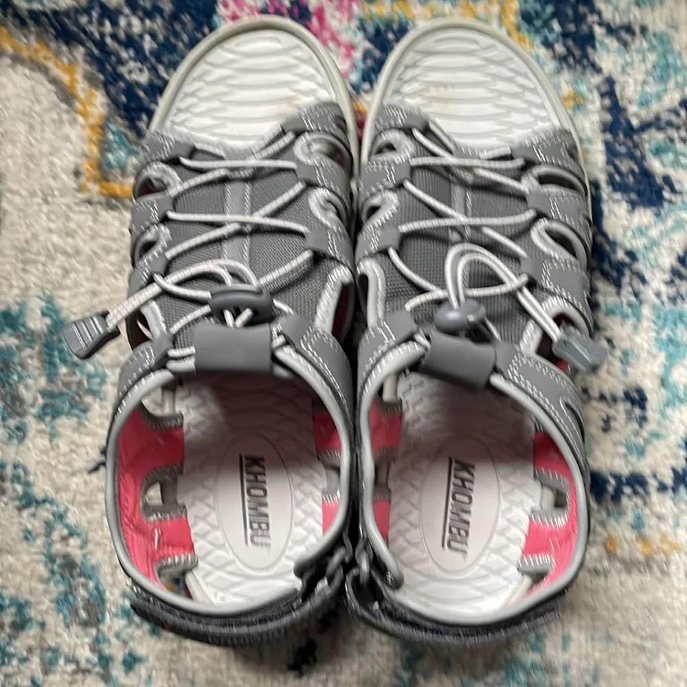 Khombu Gray and Pink Sport Sandals